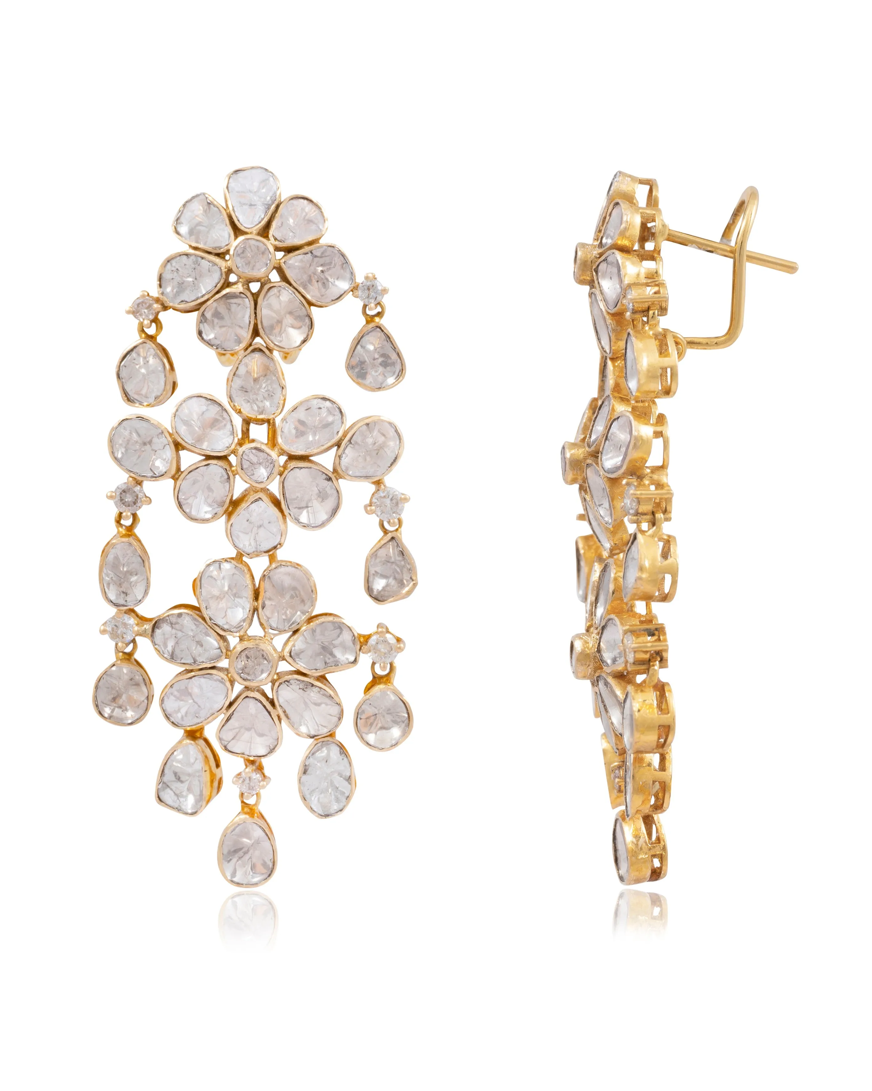 Aliza Long Necklace and Lazeni Long Earrings Polki Set