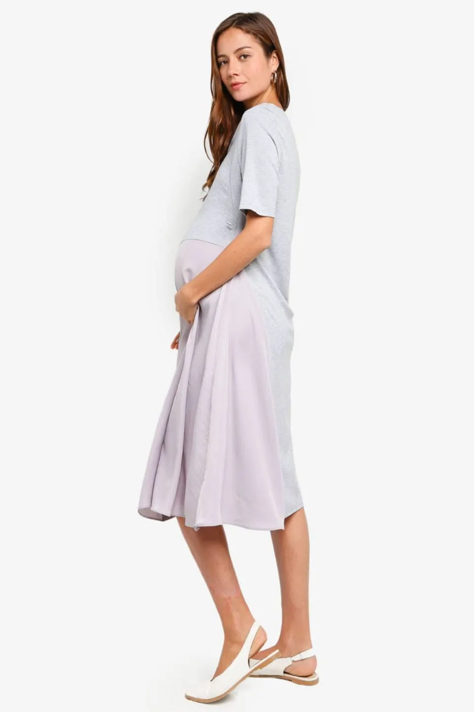 Delwen Maternity Dress Heather Grey