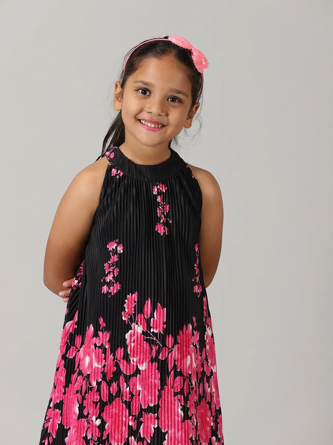 Girls Pleated Halter neck Dress