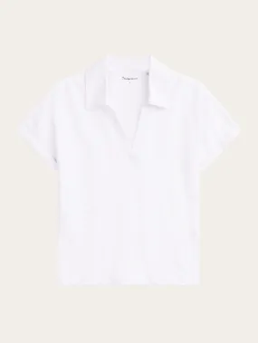 Linen bat sleeve polo - GOTS/Vegan - Bright White
