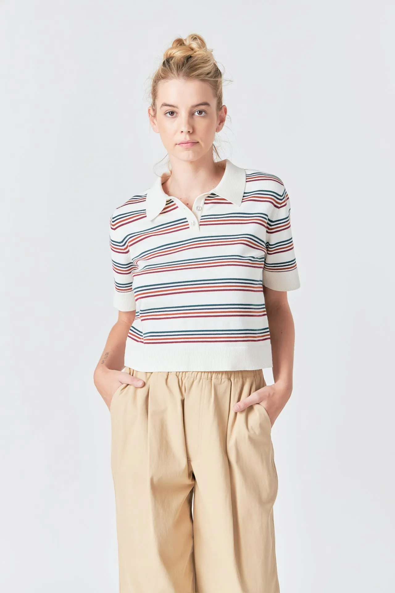 Striped Polo Knit Shirt